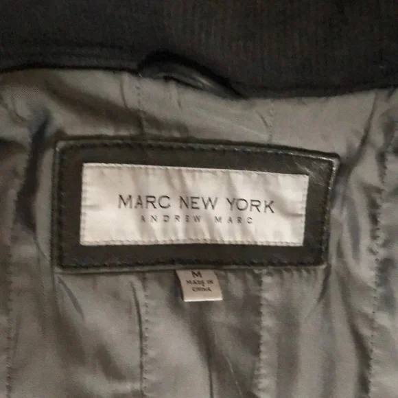 Marc New York Men’s Black Leather Jacket with Removable Wool Bib - Picture 10 of 12